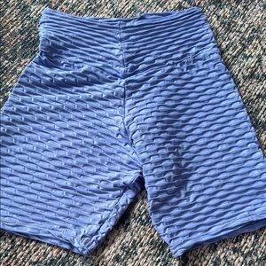 Blue Textured Women's Shorts